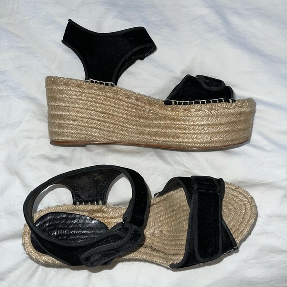 Authentic Celine black velvet platform espadrille - Picture 9 of 14